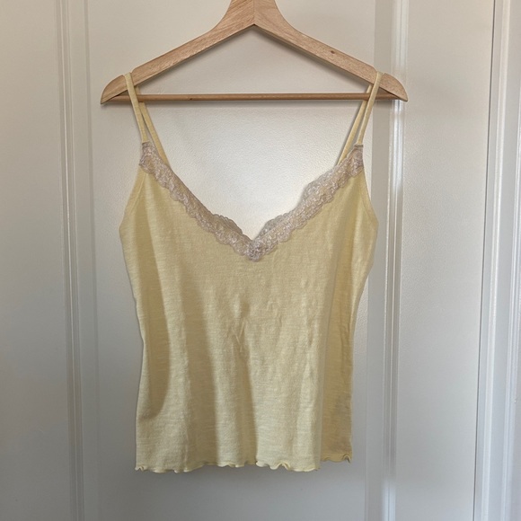 Free People Light Yellow Lace Trim Cami - Picture 1 of 3